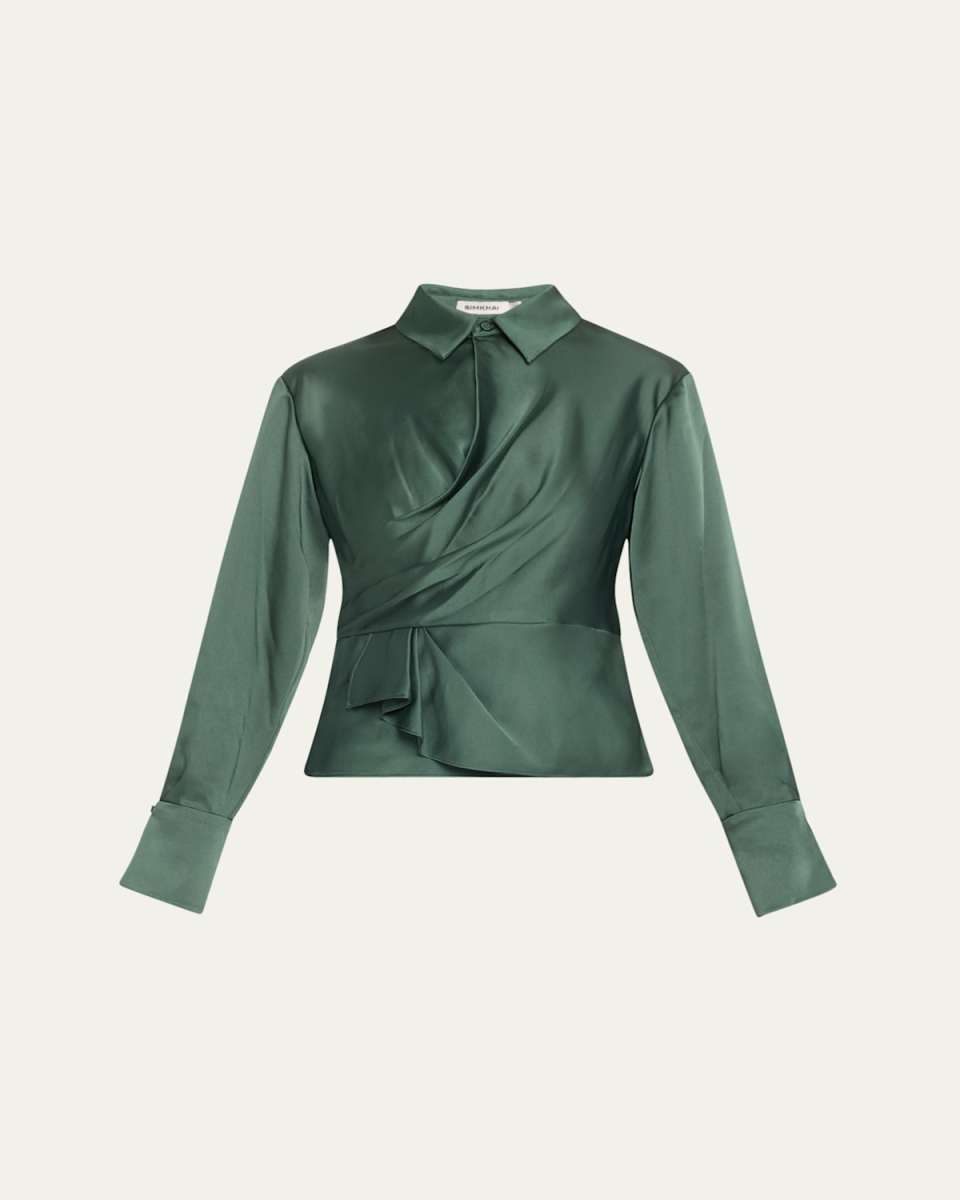 Valya Satin Long-Sleeve Shirt